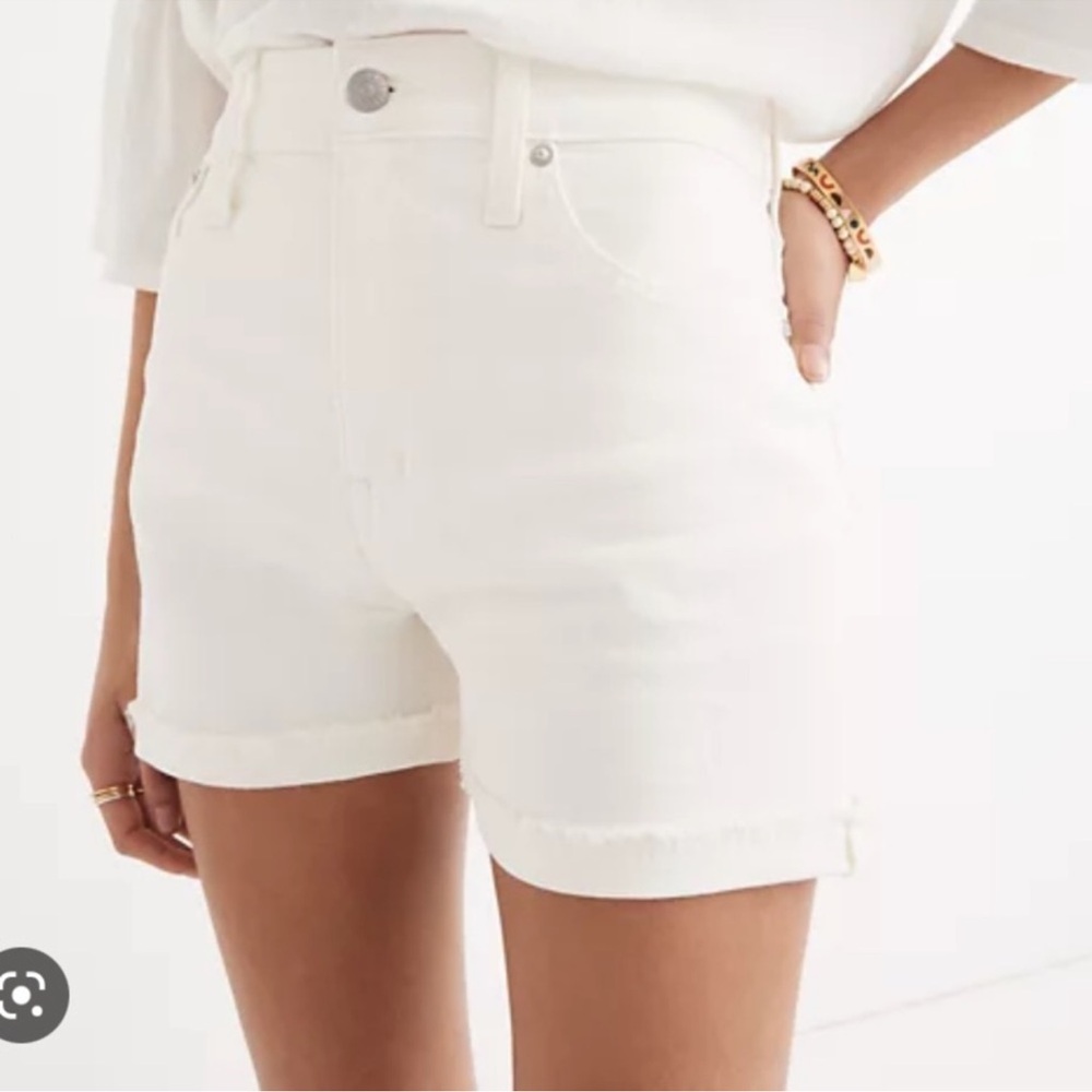 🆕 NWT Madewell High Rise White Denim Shorts sz 35(fits like a 20)
